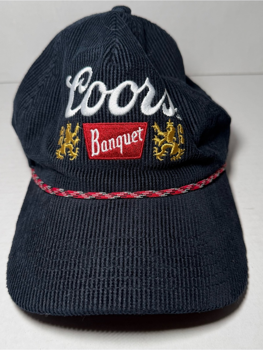 Coors Banquet Beer Corduroy Braided Navy Retro Hat SnapBack